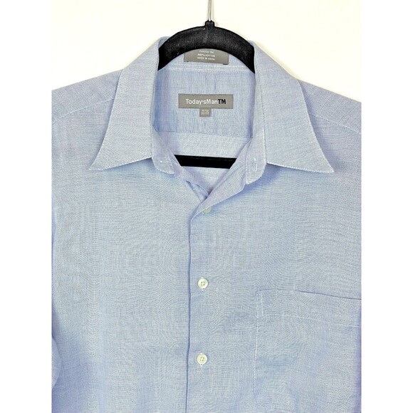 Today's Man Classic Fit Dress Shirt Light Blue Cotton - Men's Size 15.5 32/33 - Picture 3 of 4
